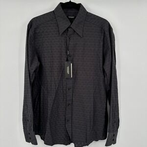 MONDO DI MARCO Mens Black‎ Geometric Pattern Button Down Shirt M/M